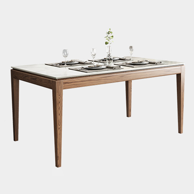 Mesa rectangular con tapa de piedra sinterizada en mesa moderna medieval blanca con 4 patas