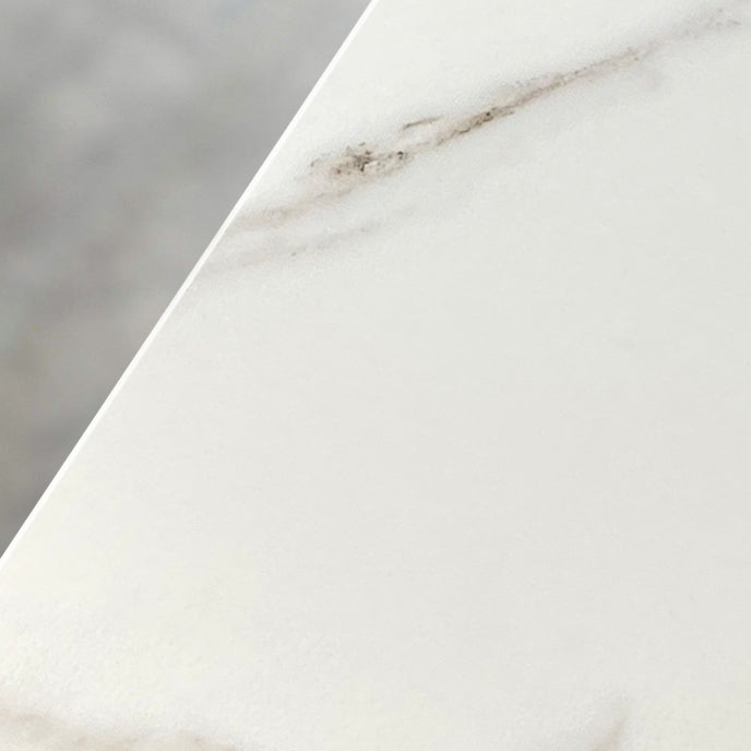 Mesa rectangular con tapa de piedra sinterizada en mesa moderna medieval blanca con 4 patas
