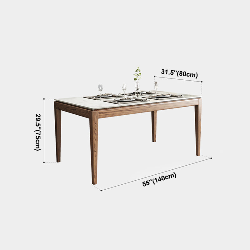 Mesa rectangular con tapa de piedra sinterizada en mesa moderna medieval blanca con 4 patas