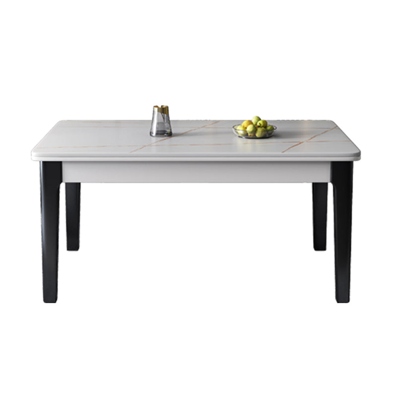 Mid-Century Rectangle Dining Table Sintered Stone Table with 4 Legs Base