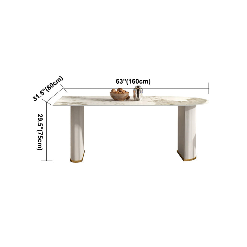 Modern Freeform Dining Table Sintered Stone Table with Double Pedestal