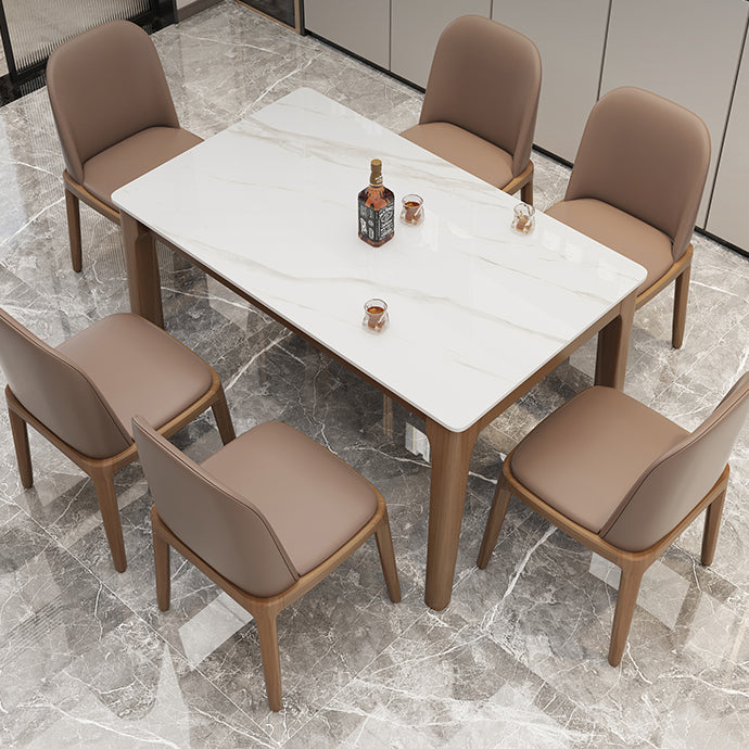 Rectangle Dining Site Table Midcentury Style Stone Dinner Room Kitchen Table