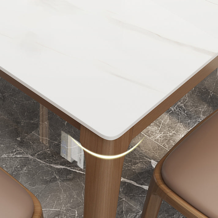 Rectangle Dining Site Table Midcentury Style Stone Dinner Room Kitchen Table