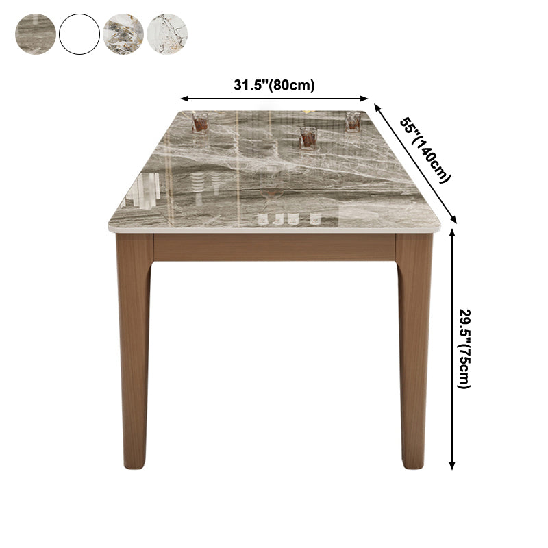 Rectangle Dining Site Table Midcentury Style Stone Dinner Room Kitchen Table