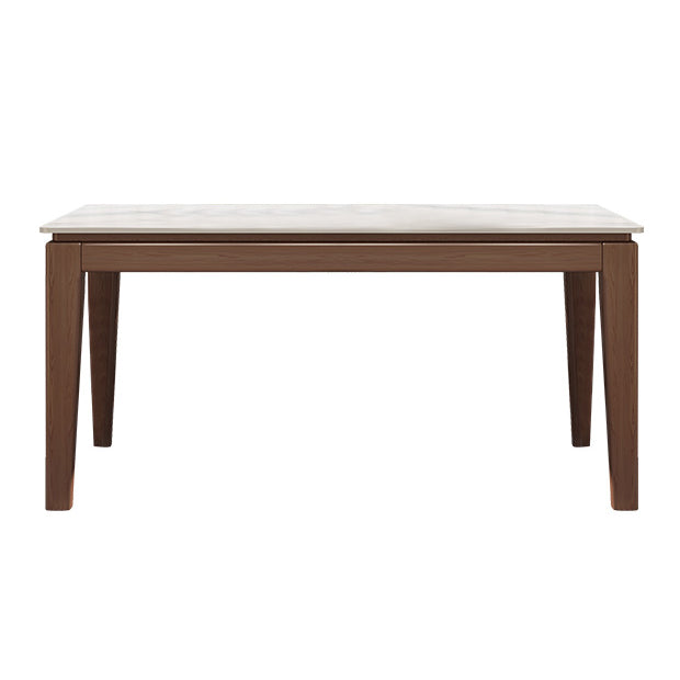 Moderne moderne eettafel uit het midden van de eeuw gesinterde stenen top eettafel met houten basis voor keuken
