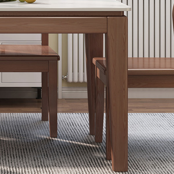 Moderne moderne eettafel uit het midden van de eeuw gesinterde stenen top eettafel met houten basis voor keuken