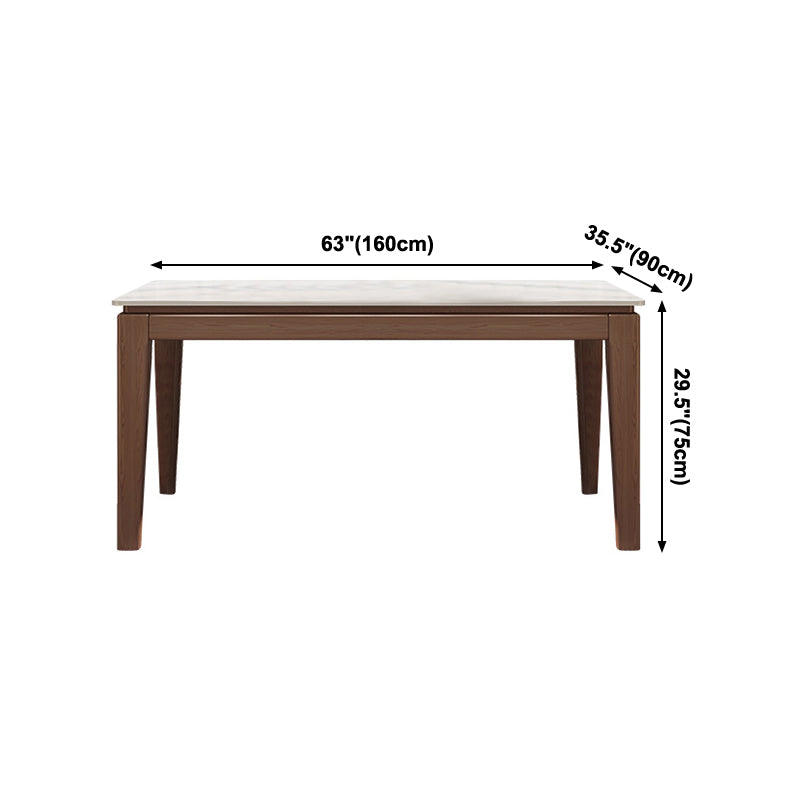 Moderne moderne eettafel uit het midden van de eeuw gesinterde stenen top eettafel met houten basis voor keuken