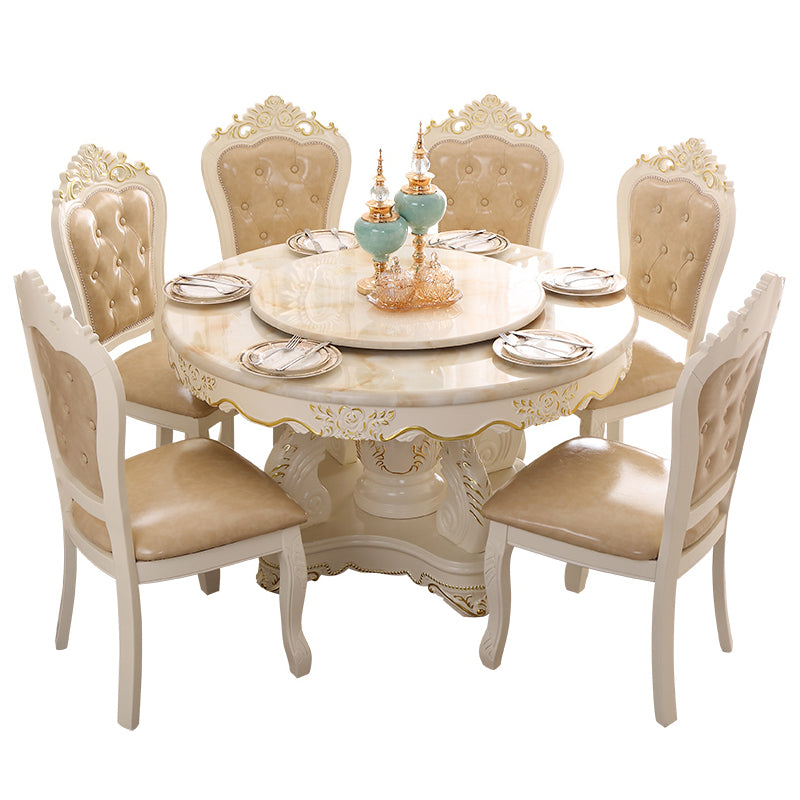 Table ronde victorienne en bois massif avec base de piédestal