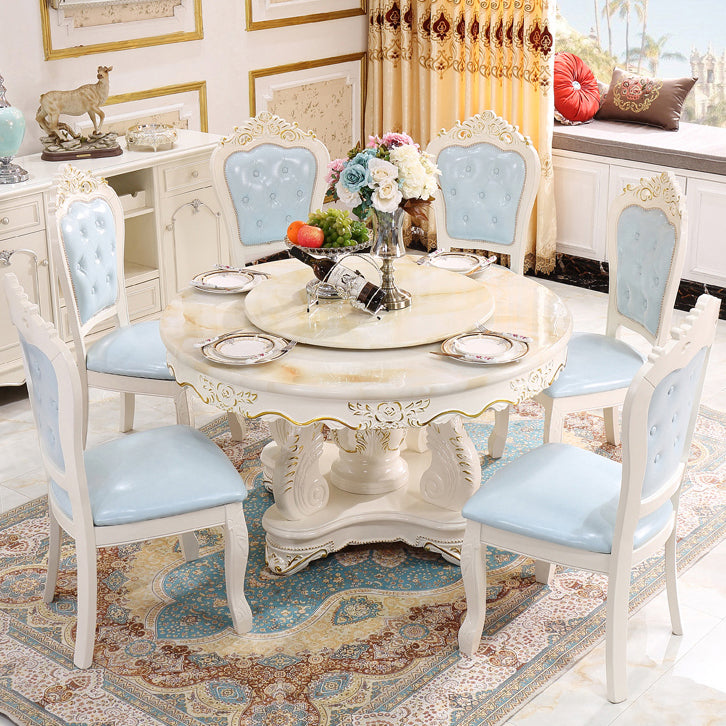 Table ronde victorienne en bois massif avec base de piédestal