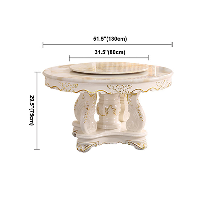 Table ronde victorienne en bois massif avec base de piédestal