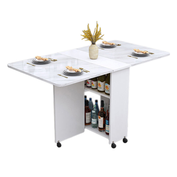 Wood Mid-Century Rectangle Table Wooden Top Table with Drop Leaf