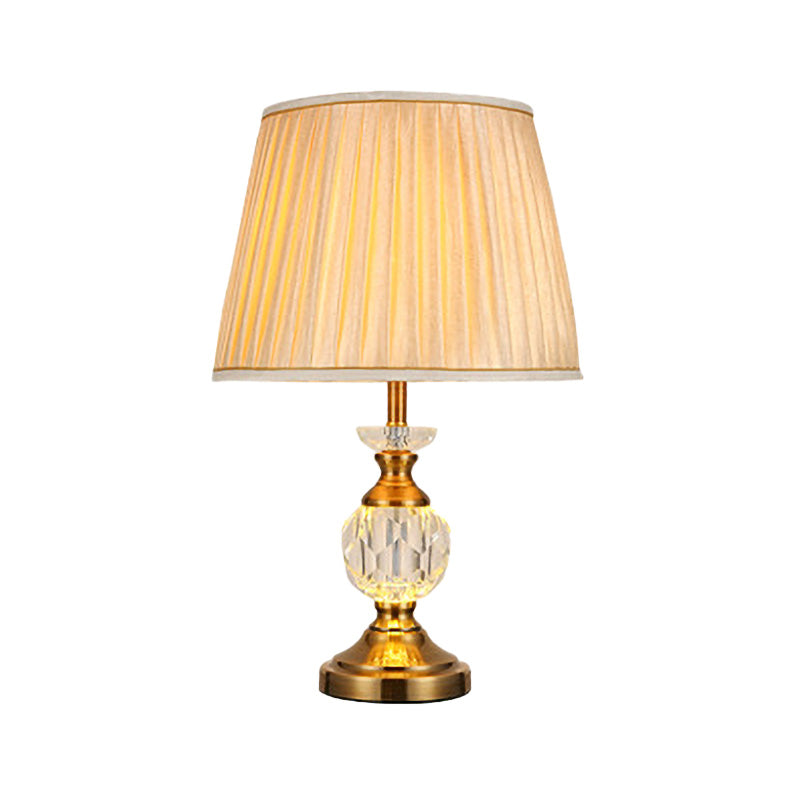 Tapered Drum Nightstand Lamp Modernist Fabric 1 Head Reading Book Light in Beige