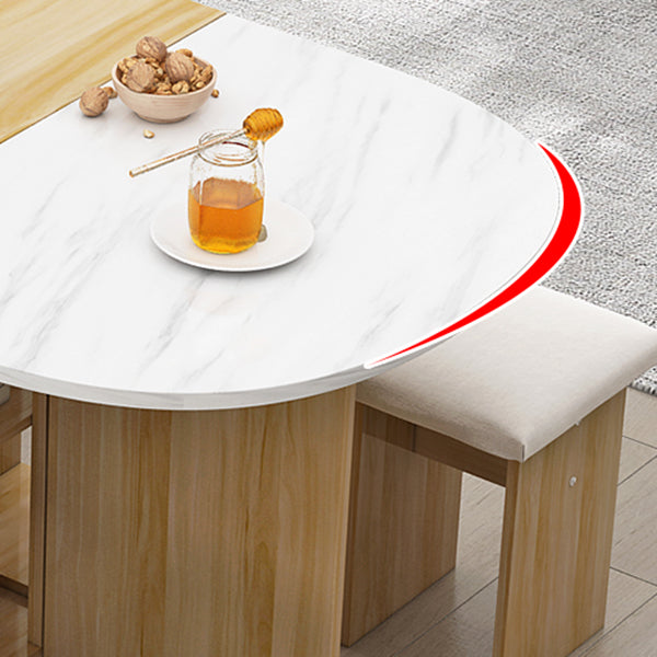 Solid Wood Mid-Century Oval Table Wood Top Table with Drop Leaf