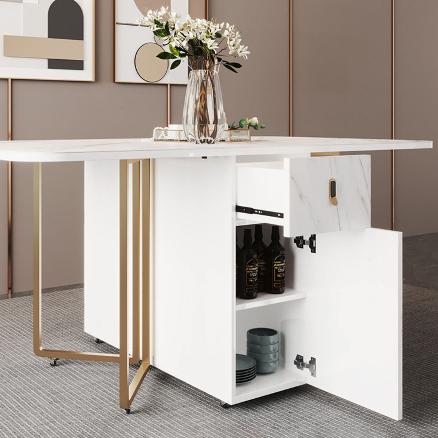 Eigentijdse stijl rechthoek eettafel vouwen eetkamer huismeubilair
