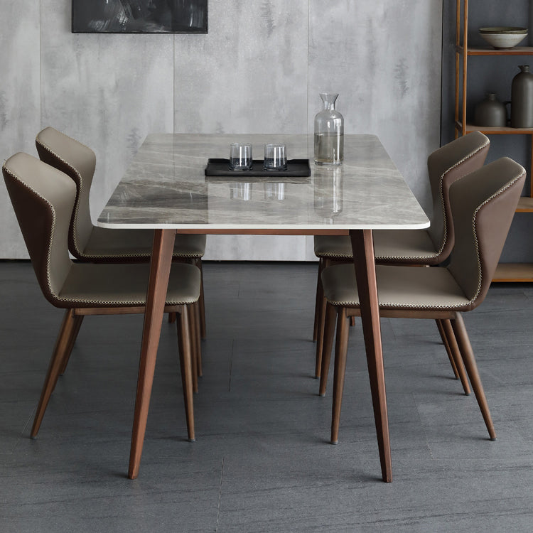 Mid-Century Modern Sintered Stone Table 4 Legs Rectangle Table for Home