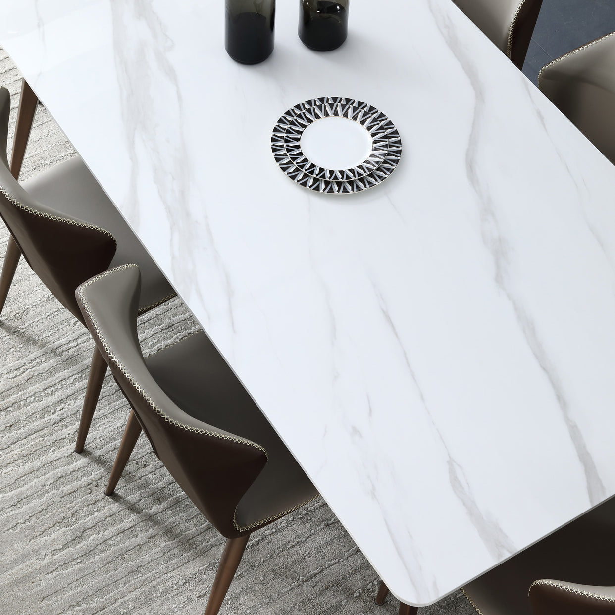 Mid-Century Modern Sintered Stone Table 4 Legs Rectangle Table for Home