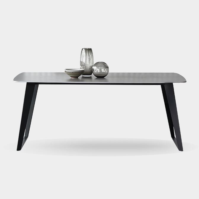 Mid-Century Modern Dining Table Gray Sintered Stone Rectangle Dining Table for Home Use