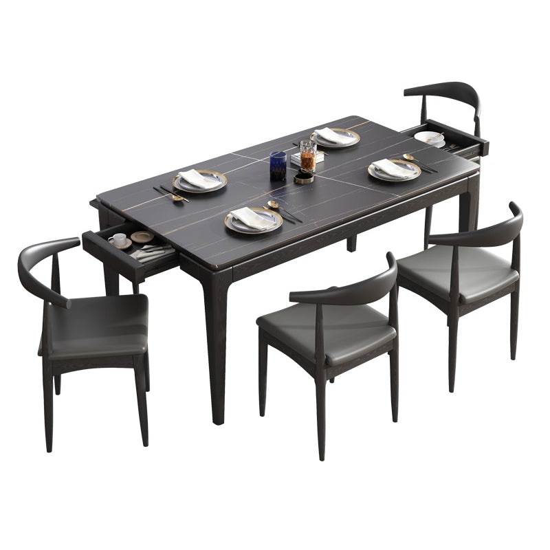 Stone Dining Site Table Midcentury Style Rectangle Dining Table for Kitchen Home