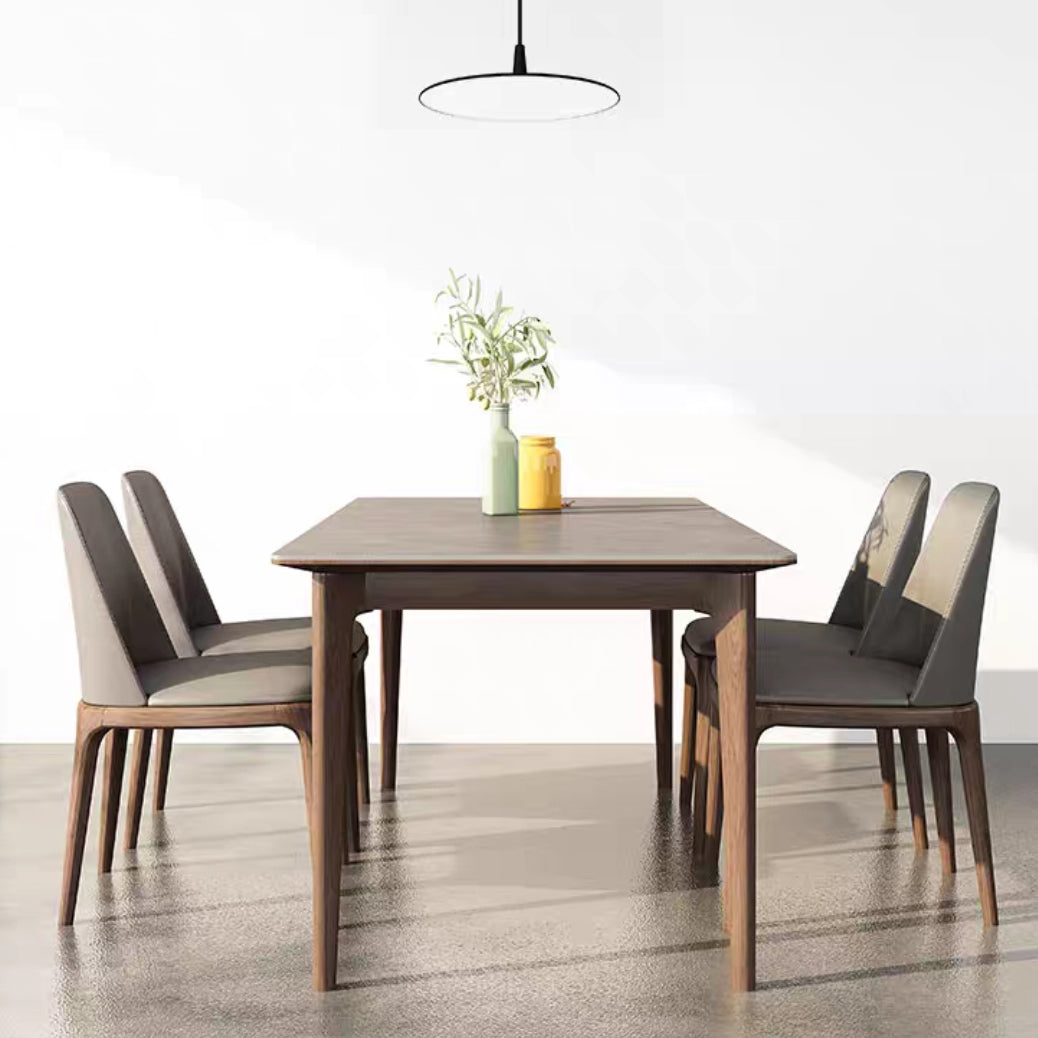 Rectangle Sintered Stone Dining Table Grey Stone Top Table with 4 Legs