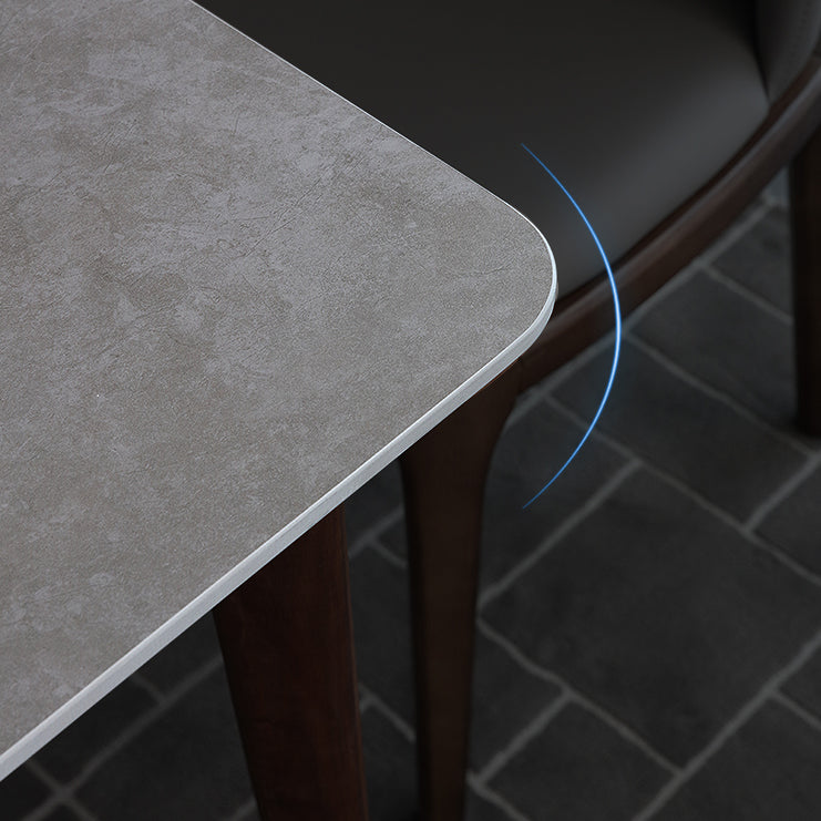 Rectangle Sintered Stone Dining Table Grey Stone Top Table with 4 Legs