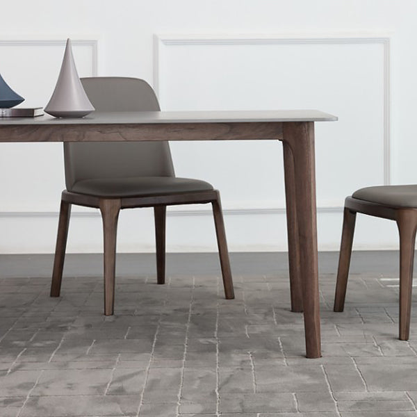 Rectangle Sintered Stone Dining Table Grey Stone Top Table with 4 Legs