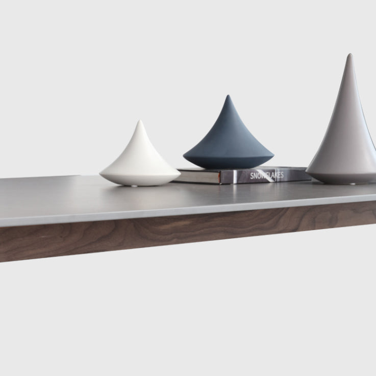 Rectangle Sintered Stone Dining Table Grey Stone Top Table with 4 Legs