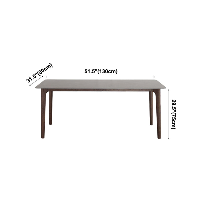 Rectangle Sintered Stone Dining Table Grey Stone Top Table with 4 Legs