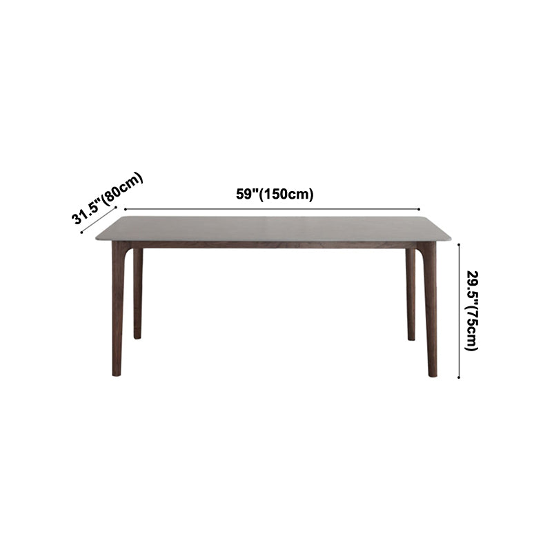 Rectangle Sintered Stone Dining Table Grey Stone Top Table with 4 Legs