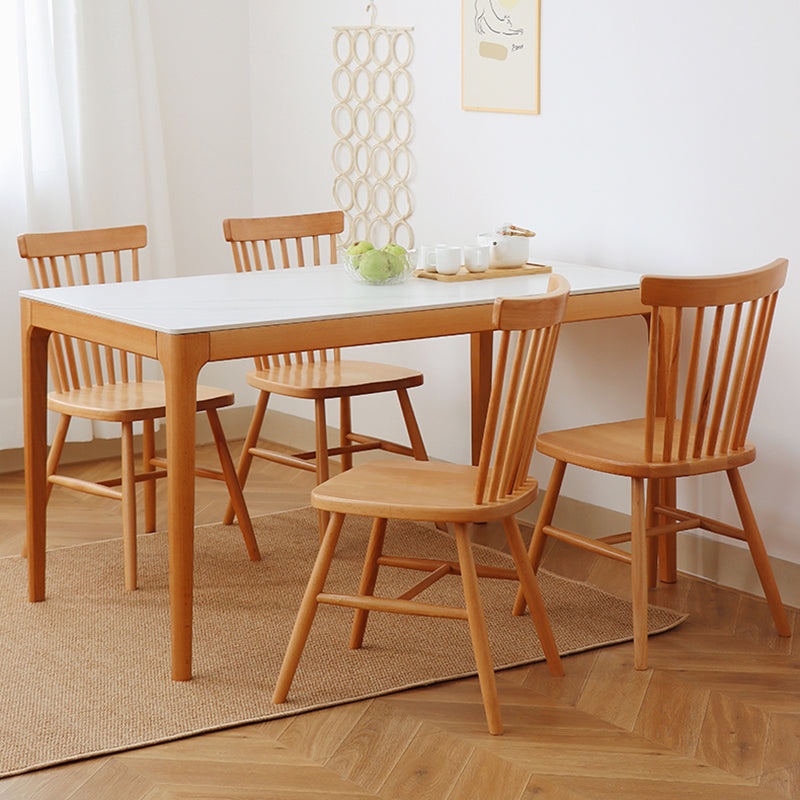51'' Sintered Stone Rectangle Table Medieval Modern Table with Beech Wood 4 Legs