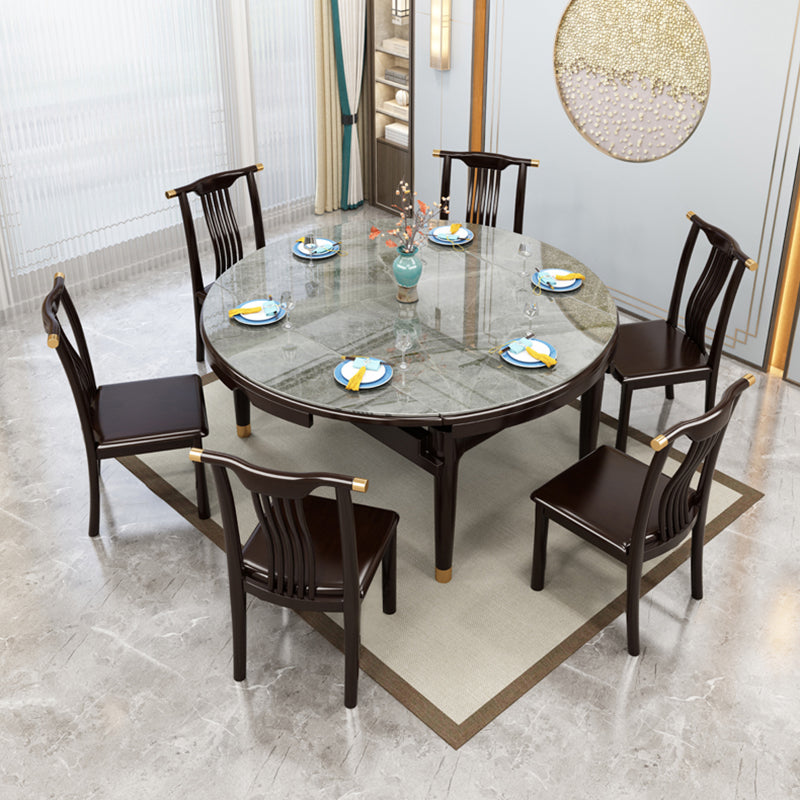 Table à manger de style luxe Table extensible à 4 pieds avec pierre frittée