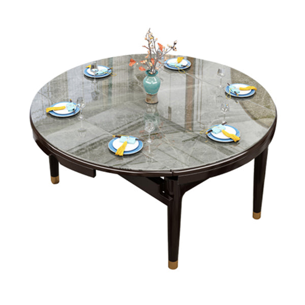 Table à manger de style luxe Table extensible à 4 pieds avec pierre frittée