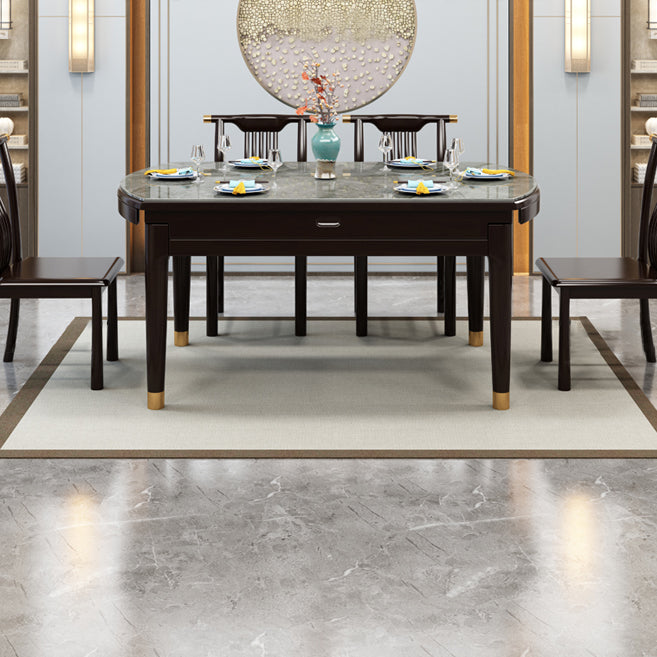 Table à manger de style luxe Table extensible à 4 pieds avec pierre frittée