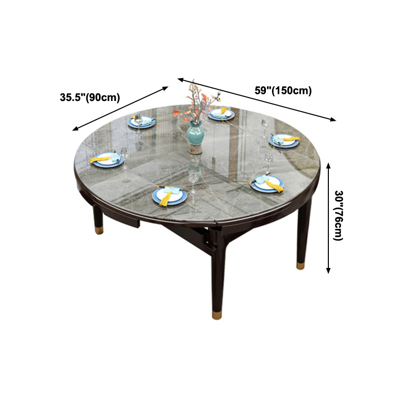 Table à manger de style luxe Table extensible à 4 pieds avec pierre frittée