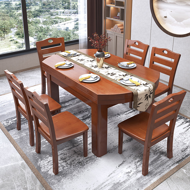 Minimalist Solid Wood Round Table Standard Extendable Dining Table with 4 Legs Base