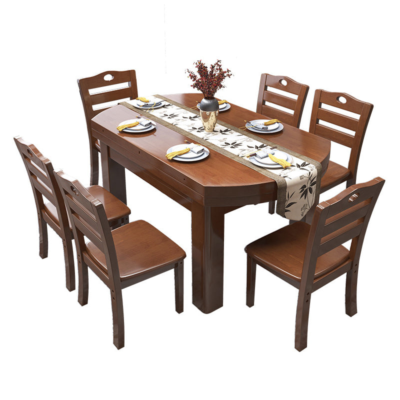 Minimalist Solid Wood Round Table Standard Extendable Dining Table with 4 Legs Base