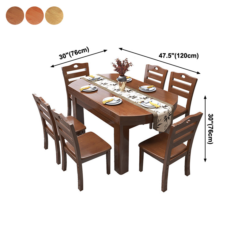 Minimalist Solid Wood Round Table Standard Extendable Dining Table with 4 Legs Base