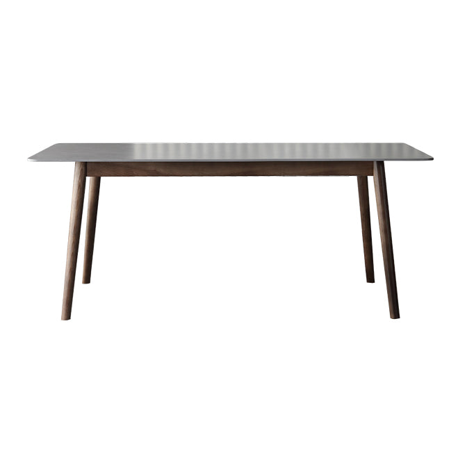 Mesa de piedra sinterizada moderna medieval mesa de comedor gris rectangular con madera 4 patas