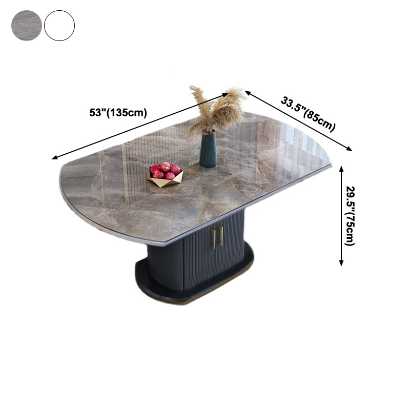 Glam Sintered Stone Extendable Table Round Shape Standard Dining Table for Kitchen