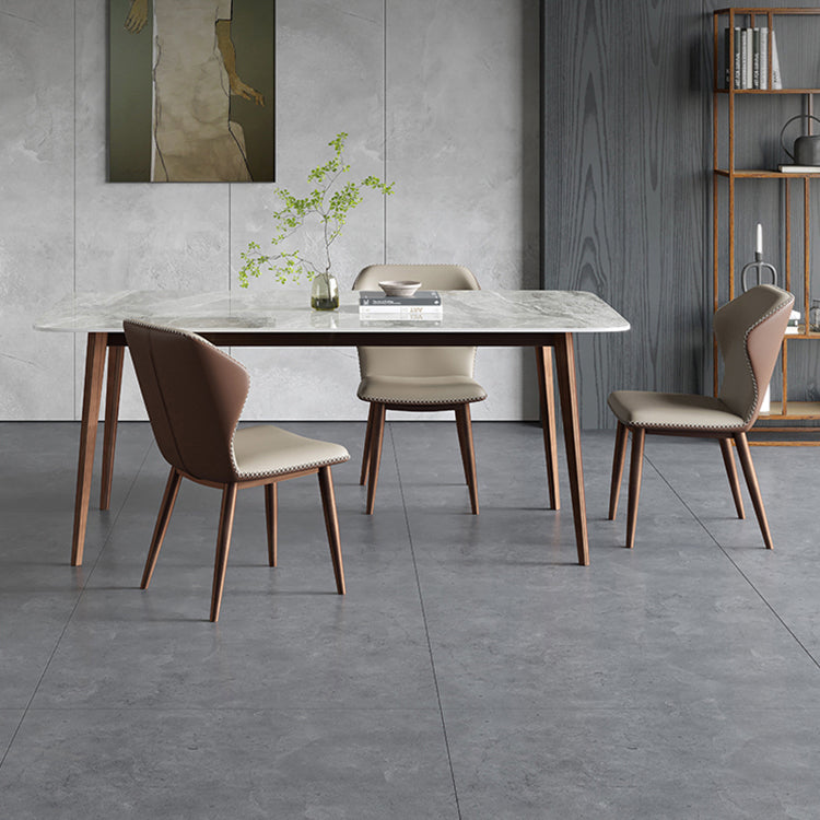 Mesa de comedor de piedra sinterizada Mesa rectangular de 4 patas de mediados de siglo para comedor