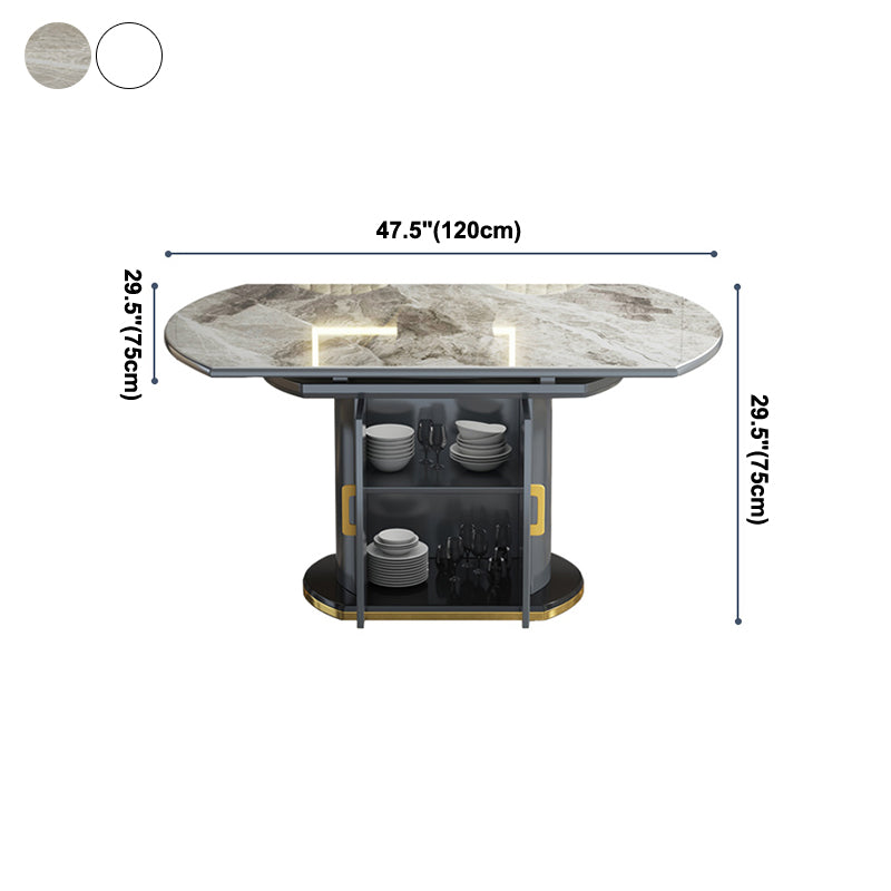 Glam gesinterde stenen tafel ronde vorm standaard eettafel voor keuken