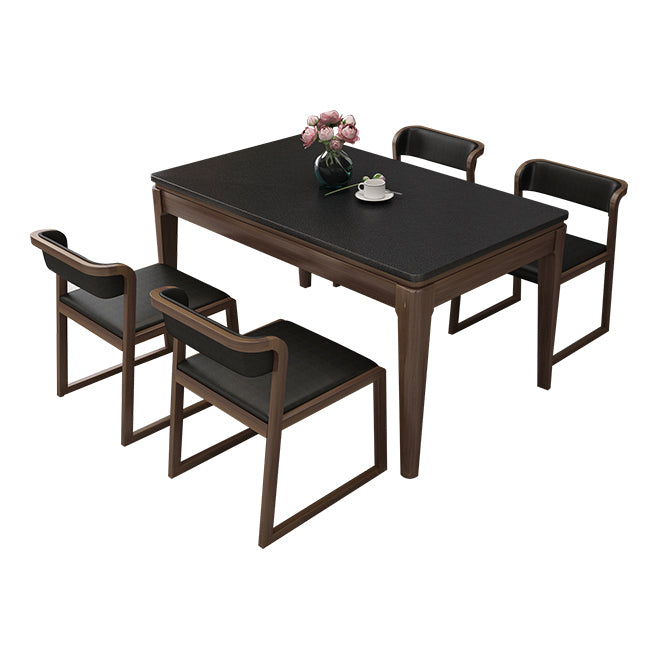 Sintered Stone Dining Table Mid-Century Modern Style 4 Legs Base Table for Dining Room
