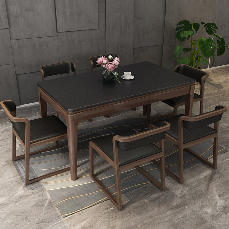 Sintered Stone Dining Table Mid-Century Modern Style 4 Legs Base Table for Dining Room