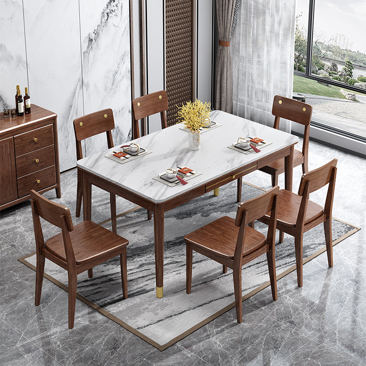 Traditional Luxury Dining Table Solid Wood Rectangle Dining Table for Home Use
