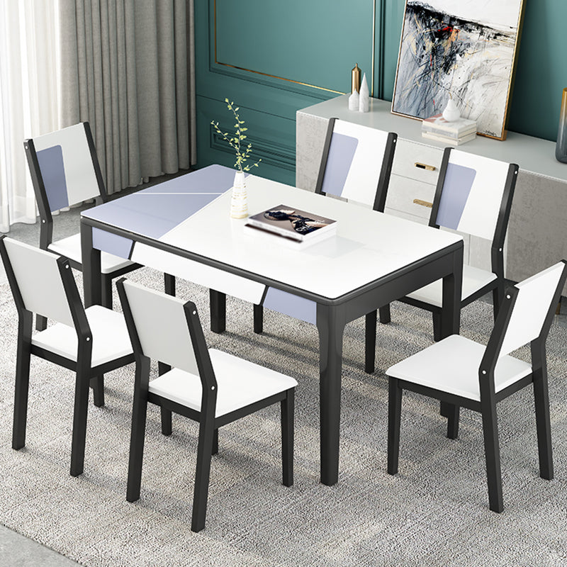 Glass Dining Table Mid-Century Style 4 Legs Base Rectangle Table for Dining Room