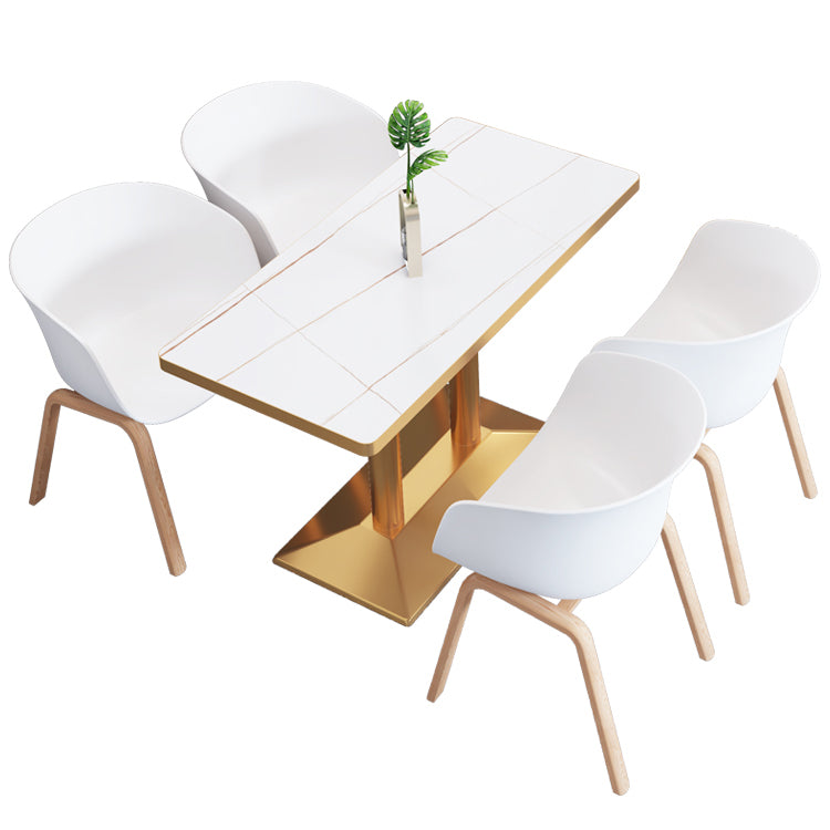 Mesa de lujo tradicional de metal con base de pedestal para cocina y comedor
