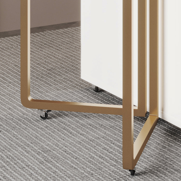 Mesa de comedor rectangular contemporánea, mesa abatible de piedra sinterizada con base de metal para comedor
