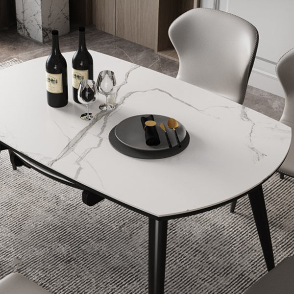 Mesa de comedor redonda contemporánea Mesa de piedra sinterizada con 4 patas de madera maciza de cenizas