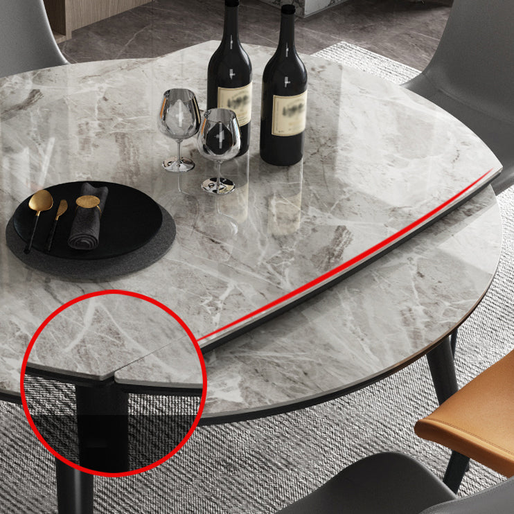 Mesa de comedor redonda contemporánea Mesa de piedra sinterizada con 4 patas de madera maciza de cenizas