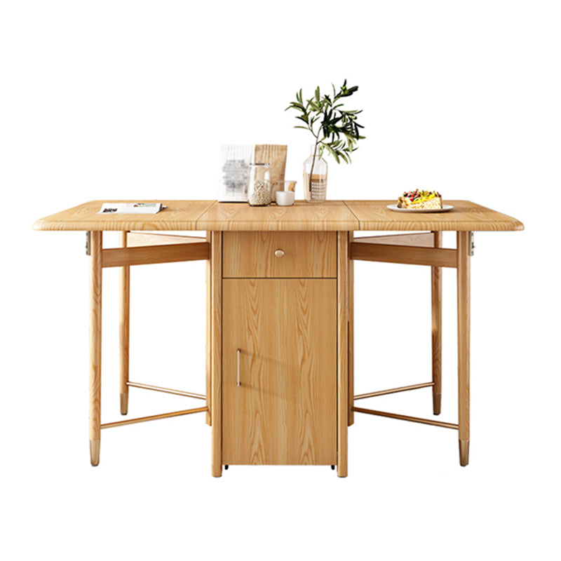 Mid-Century Modern Dining Table Solid Wood Drop-Leaf Dining Table for Home