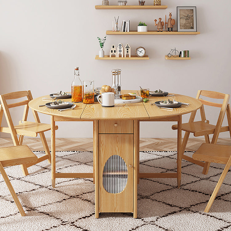 Mid-Century Modern Dining Table Solid Wood Drop-Leaf Dining Table for Home